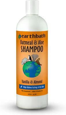 Earthbath Oatmeal and Aloe Itch Relief Vanilla Almond Dog and Cat Shampoo, 16 fl oz bottle